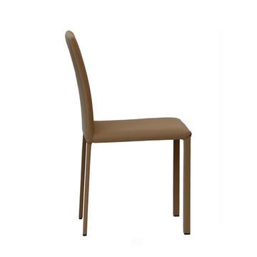 Sedia moderna da cucina Marion in pelle color tortora